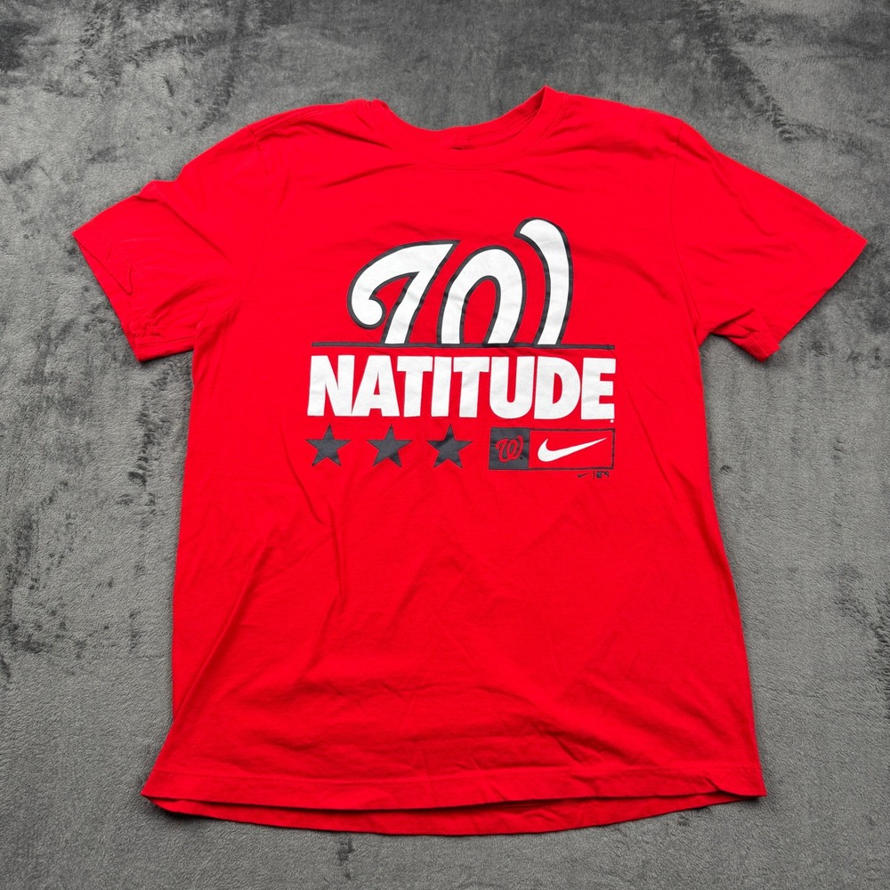 Nike Washington Nationals T Shirt Mens Medium Natitude Red MLB Baseball Tee